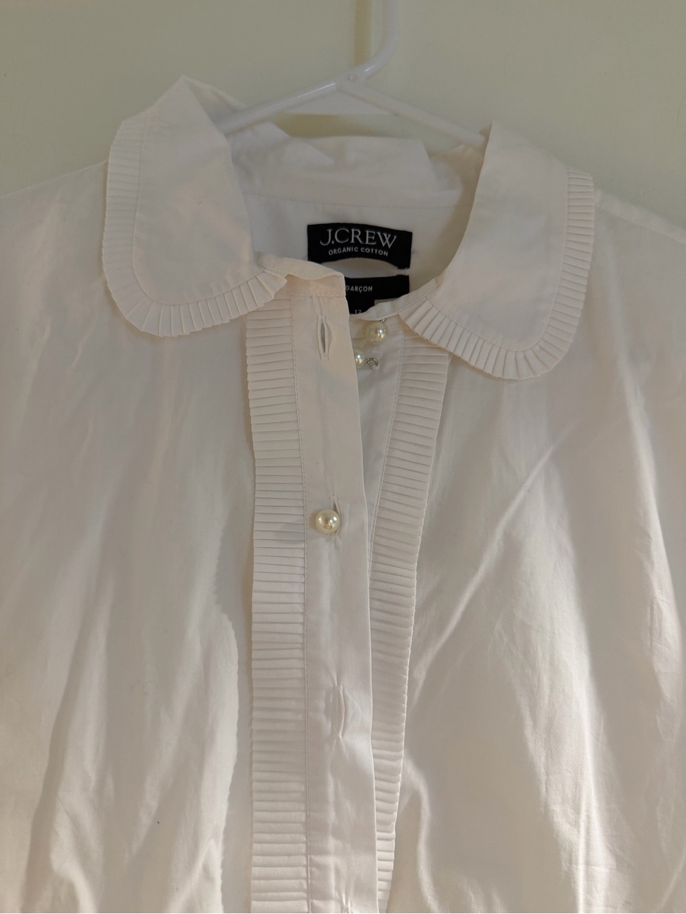 J. Crew White Pleated-Trim Button-Down Blouse - Picture 3 of 4